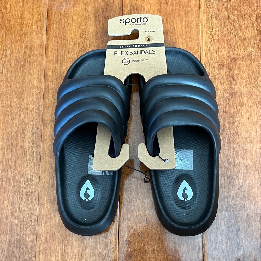 Sporto Black Extra Comfort Sandals